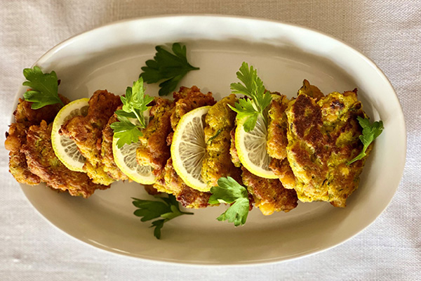 Chickpea and courgette fritters